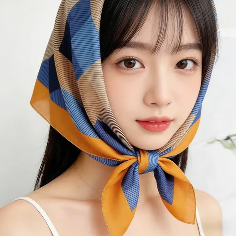 Cotton Printed Square Scarf Geometric Striped Plaid Versatile Fashion Scarf Shawl Daily Decoration Scarf