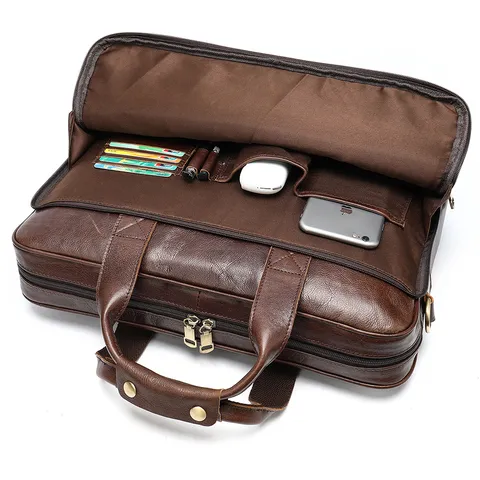 Borsa da Lavoro in Vera Pelle per Uomo Vintage Pelle Bovina Borsa per Laptop Impermeabile Grande Capacità