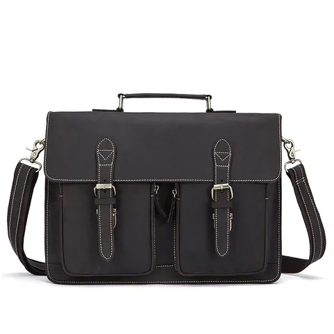 Valigetta da Uomo in Vera Pelle Vintage Crazy Horse Vacchetta Borsa a Tracolla da Lavoro Borsa per Computer Portatile