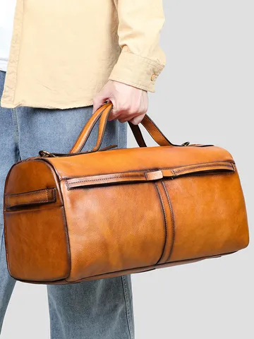 Vintage Echt Lederen Reistas Duffle Bag Heren Waterdichte Grote Capaciteit Zakelijke Bagagetas Casual Tote Bag