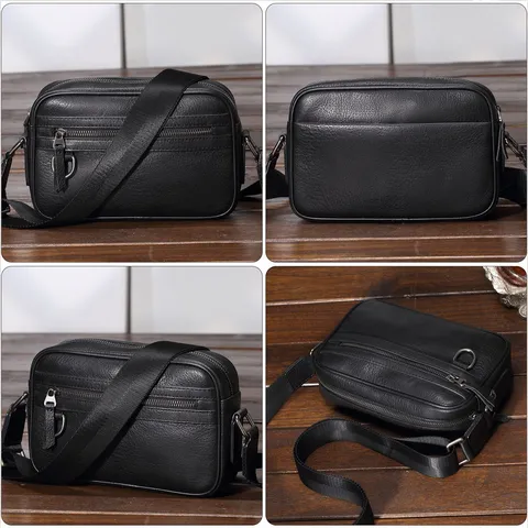 Borsa a Tracolla da Uomo in Vera Pelle Vintage Casual Messenger Borsa in Pelle di Vacchetta Quotidiana