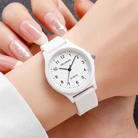 Einfache Minimalistische Quarz-Studentenuhr Mit Weichem Silikonarmband Zeiger-Armbanduhr Im Campus-Stil Zeitmesser Für Schüler Modeaccessoire