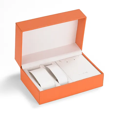 Scatola Regalo per Orologi e Gioielli in Carta Kraft Lussuosa Rettangolare Semplice Squisita Scatola per Confezioni Regalo di Compleanno Con Cuscino Morbido Organizer