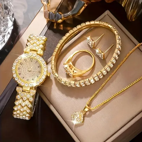 Luxury Alloy Full Rhinestone Women Quartz Watch Fashion Casual Shiny Analog Dial Wristwatch Elegant Timepiece Jewelry Gift For Ladies