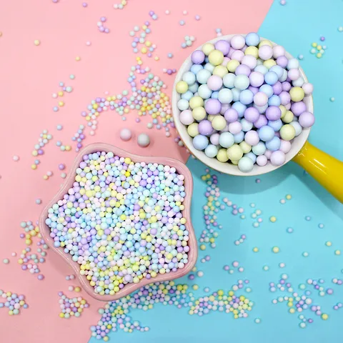 Bunte Makronen-Styroporperlen Slime-Füllung DIY Bastelmaterial Tortendeko Party Hochzeit Wunschflaschen-Füllstoff