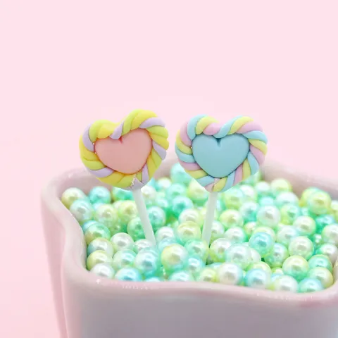 Simulation Marshmallow Heart Lollipop Food Charms DIY Resin Jewelry Accessories Sweet Miniature Desktop Ornaments Craft Materials