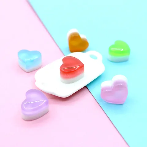 Simulation Heart Candy Resin Accessories DIY Slime Material Jelly Pudding Cake Decoration Craft Supplies For Jewelry Making