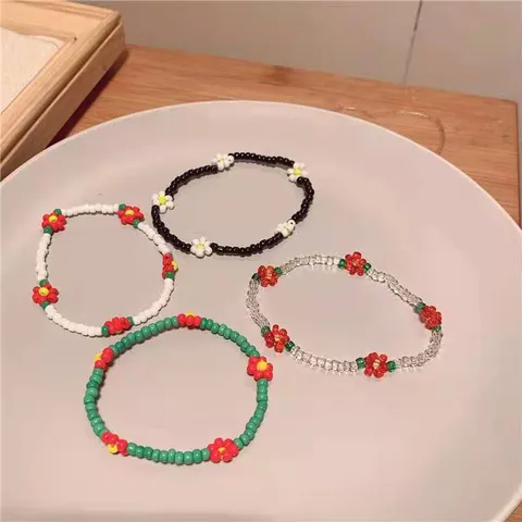 Bohemian Vintage Χάντρα Σπόρου Ανθικό Ελαστικό Βραχιόλι Χειροποίητο Χειροποίητη Αλυσίδα Χεριού Κοσμήματα Δώρο Για Γυναίκες
