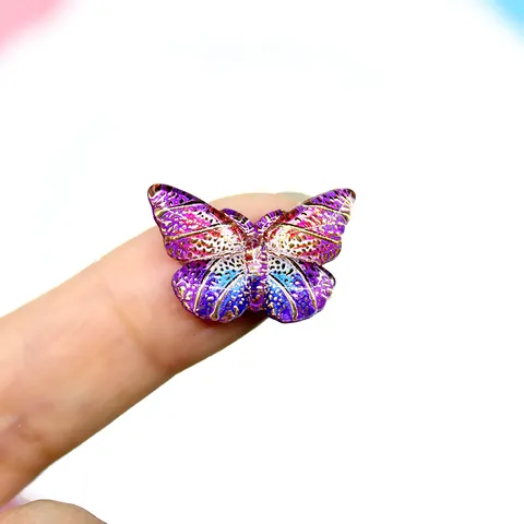 Papillon En Résine Avec Impression Dorée Style Coréen Accessoires De Bijoux DIY Pour Boucles D'Oreilles Décoration De Coque De Téléphone Papillon Dégradé Coloré