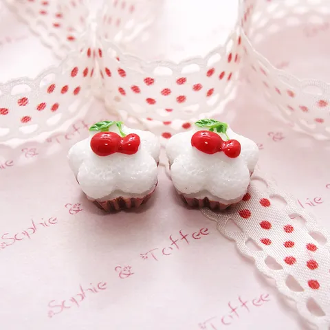 Accesorio DIY de Resina de Pastel de Estrella de Cereza en Miniatura Para Funda de Teléfono Imán de Nevera Decoración de Juego