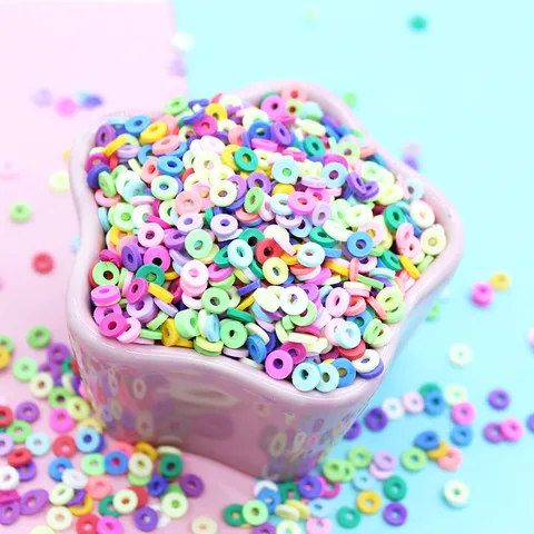 Bunte Polymerton Scheiben Süße Cartoon Blume Runde Kreis Slime Füllstoffe Für Kinder DIY Handgemachte Bastelperlen Materialien