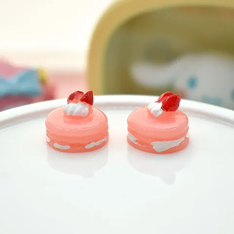Cute Pink Strawberry Cake Acrylic Charms For DIY Jewelry Making Scrapbooking Phone Case Decoration Handmade Craft Accessories