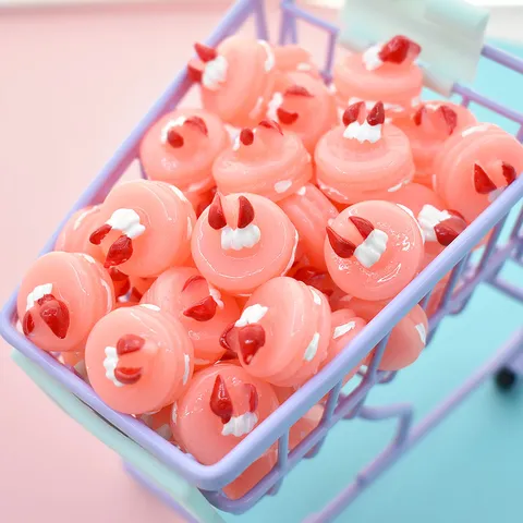 Cute Pink Strawberry Cake Acrylic Charms For DIY Jewelry Making Scrapbooking Phone Case Decoration Handmade Craft Accessories
