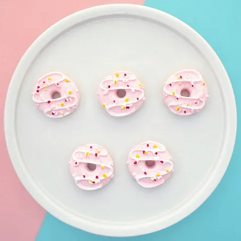 Resin Donut Charms For DIY Jewelry Making Food Simulation Miniature Accessories For Phone Case Decoration Scrapbooking Craft