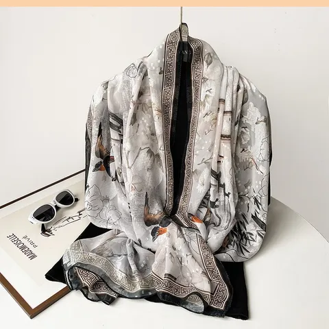 Women Satin Square Scarf Floral Print Fashion Hijab Head Scarf Elegant Neck Scarf For Daily Commute And Party