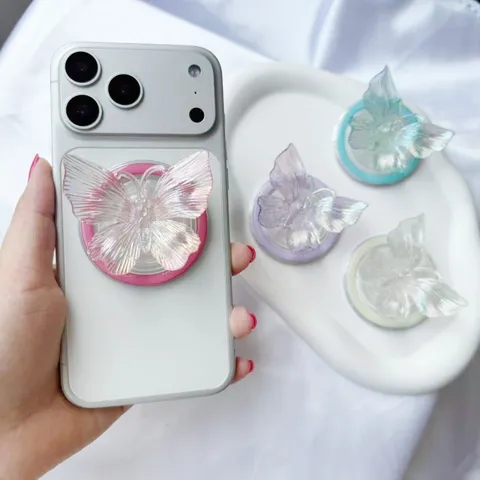 Creative Laser Holographic Butterfly Phone Holder Acrylic Expandable Airbag Grip Tok Universal Magnetic Lazy Phone Bracket