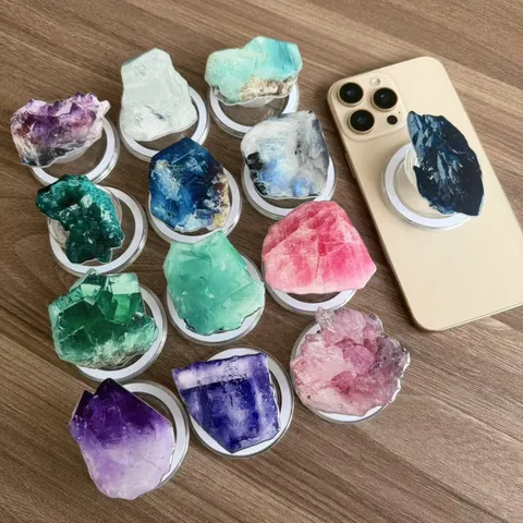 Universal Magnetic Phone Holder Acrylic Imitation Crystal Agate Stone Texture Desktop Stand Detachable Bracket Accessories