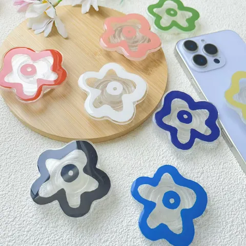 Ins Style Flower Air Cushion Phone Bracket Acrylic Foldable Desktop Mobile Phone Holder Universal Cute Floral Stand