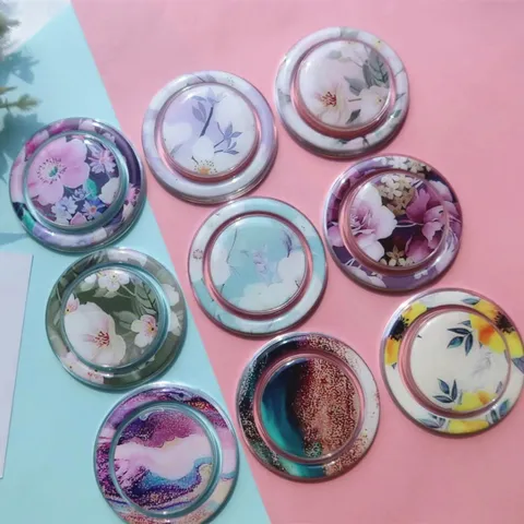 Western Style Floral Epoxy Magnetic Phone Holder Marble Painted Collapsible Airbag Phone Bracket For Desktop Universal