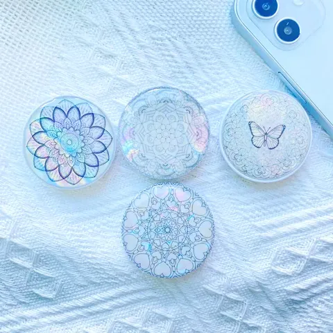 Universele Kleurrijke Schelp Patroon Uitschuifbare Telefoon Grip Standaard Mandala Vlinder Hart Patroon Telefoon Accessoires