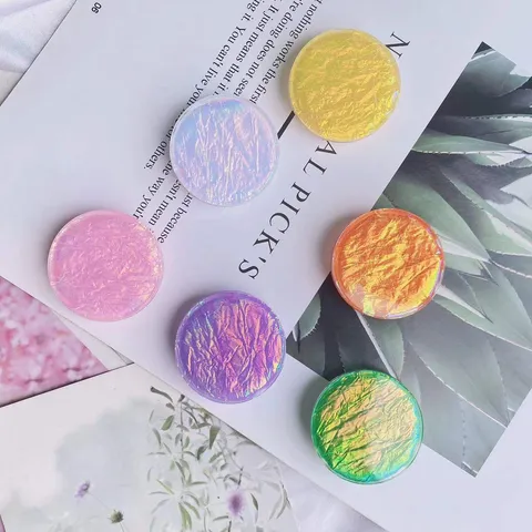 Ins Stil Laser Bunt Faltenmuster Rund Handygriff Ständer Faltbar Erweiterbare Buchse Handy Halterung Montage Halterung