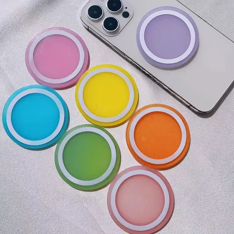 Base de Soporte Magnético para Teléfono Compatible con MagSafe Color Macaron Resina Epoxi Anillo Circular Accesorios Universales