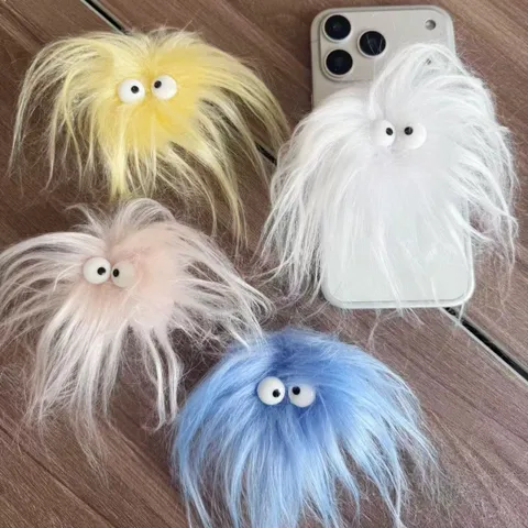 Support de Téléphone Portable en Peluche Monstre Poilu Support Pliable Acrylique Magnétique Adhésif Accessoires Universels