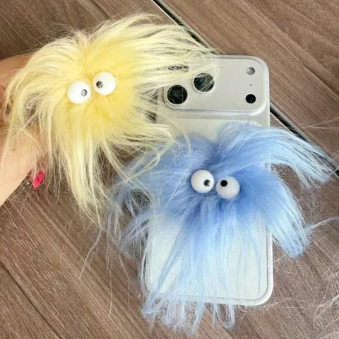 Support de Téléphone Portable en Peluche Monstre Poilu Support Pliable Acrylique Magnétique Adhésif Accessoires Universels