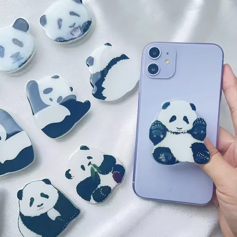 Cute Panda Acrylic Phone Grip Airbag Mobile Phone Bracket Universal Adhesive Pop Up Socket Support For All Smartphones