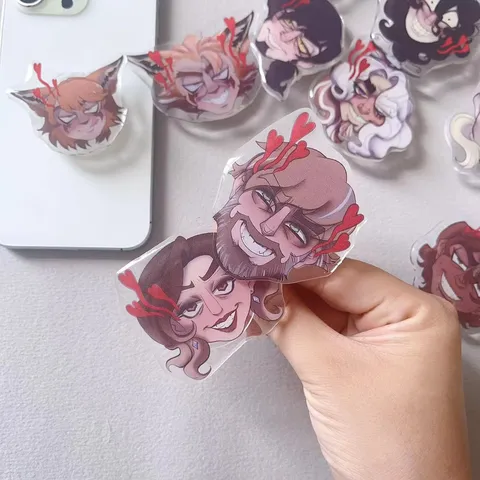 Cartoon Anime Acrylic Painted Resin Expandable Phone Grip Stand Graphic Illustration Character Desktop Mobile Support Stand For Women Men Phone Decor