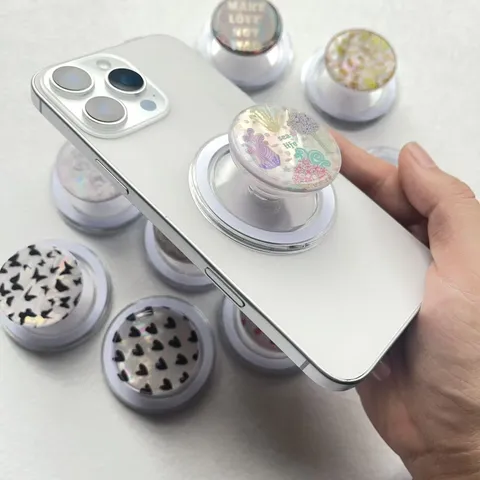 Laser Bunter Muschelpapier Magnetischer Handyhalter Faltbarer Grip Für Magsafe Drip Glue Schmetterling Mandala Herz Handy Ständer