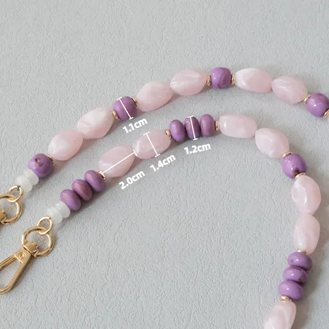 Acrylic Beaded Bag Strap Fashion Marble Pattern Phone Chain Handbag Handle Replacement Shoulder Strap DIY Accessories With Gold Clasp
