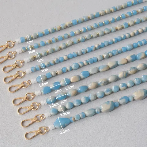 Catena per Borsa di Lusso in Acrilico Perlinato Tracolla Motivo Marmo Blu Bianco Con Moschettoni Dorati Manico Sostitutivo Multifunzionale Accessori per Borsa