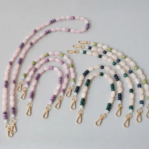 Acrylic Beaded Bag Strap Fashion Marble Pattern Phone Chain Handbag Handle Replacement Shoulder Strap DIY Accessories With Gold Clasp