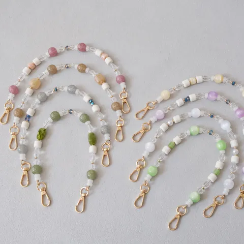 Fashion Acrylic Beaded Bag Strap Colorful Resin Bead Phone Chain Replacement Accessory With Gold Metal Lobster Clasp
