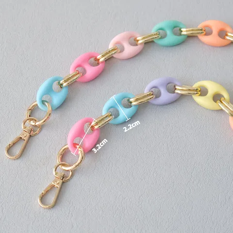 Fashion Candy Color Acrylic Pig Nose Chain Multicolor Resin Mixed Bag Strap Detachable Gold Buckle Phone Lanyard Women Accessory