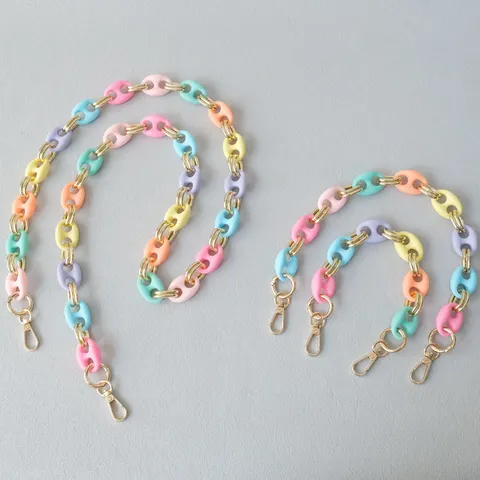 Fashion Candy Color Acrylic Pig Nose Chain Multicolor Resin Mixed Bag Strap Detachable Gold Buckle Phone Lanyard Women Accessory