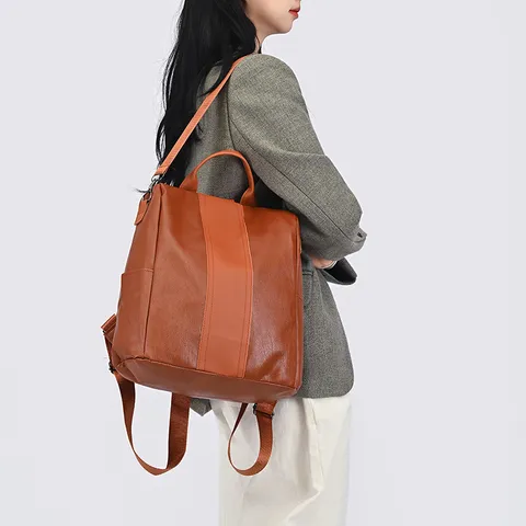 Damen Multifunktions Rucksack PU Leder Litschi Muster Einfarbig 3-Wege Handtasche Umhängetasche Casual Business Reisetasche Für Damen