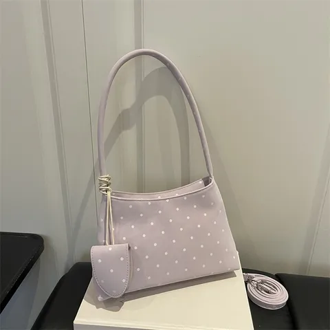 Bolso de Axila a Lunares para Mujer Cuero PU Bolso de Hombro Exquisito Con Mini Estuche Desmontable Bolso de Bandolera Versátil para Diario