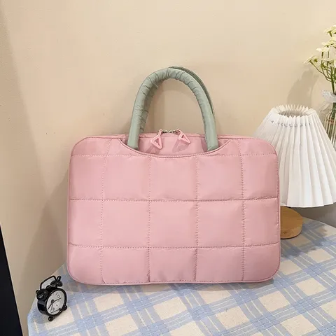 Borsa a Mano per Laptop Trapuntata Stile Coreano per Donna Custodia per Computer Imbottita Antiurto Moda Borsa Grande Capacità per Ufficio Scuola