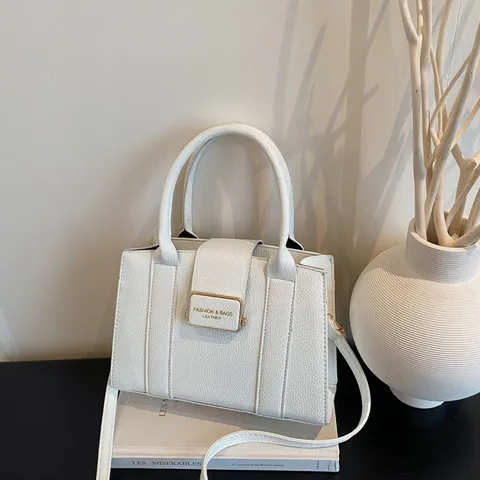 Damen Urban Minimalistisch PU Tote Bag Litschi-Textur Große Kapazität Wickeltasche Doppelträger Verstellbare Schultergurt Magnetverschluss Elegante Mode Pendeln Handtasche Umhängetasche Für Alltag