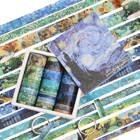 Ruban Washi Peinture à l'Huile de Van Gogh Rubans Adhésifs Décoratifs pour Journal Scrapbooking Fournitures de Bricolage