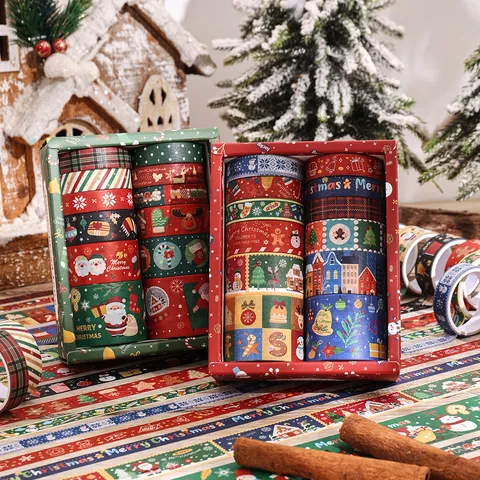 Kerst Washi Tape Decoratieve Plakband Vakantie Journaling Stickers DIY Knutselbenodigdheden Cadeau
