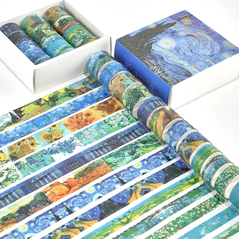 Ruban Washi Peinture à l'Huile de Van Gogh Rubans Adhésifs Décoratifs pour Journal Scrapbooking Fournitures de Bricolage