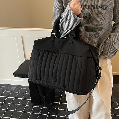 Grand Sac de Voyage Étanche en Nylon Weekender Duffel Bag Avec Séparation Sec Humide Sac de Bagages Extensible pour Femmes