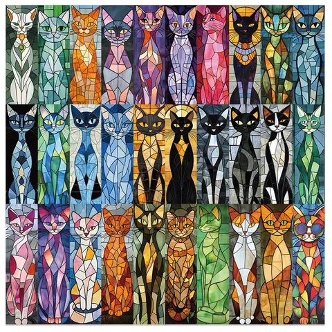 Elegant Cat Bookmarks Stained Glass Art Style Paper Page Clips For Reading Journal Literary Creative Stationery