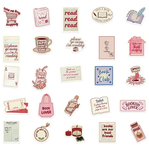 Vintage Bookish Aesthetic Quotes Stickers Waterproof PVC Decals For Scrapbook Journal Skateboards Water Bottles