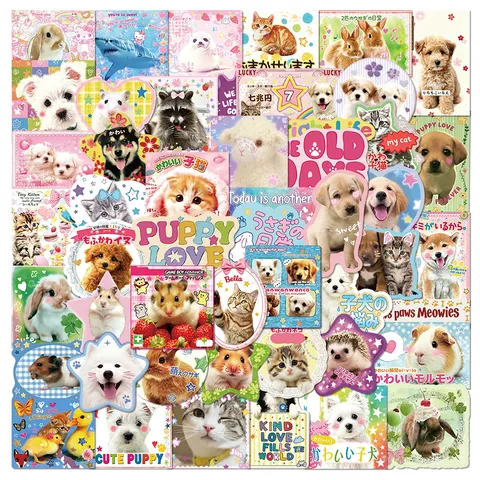 Schattige Dieren Japanse Stickers Pakket Waterdicht PVC Dagboek Notitieboekje Telefoonhoesje Decoratieve Stationery Decals