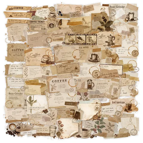 Vintage Coffee Theme Stickers Set Aesthetic Journal Stationery Decals For Laptop Water Bottle Guitar Notebook Diary