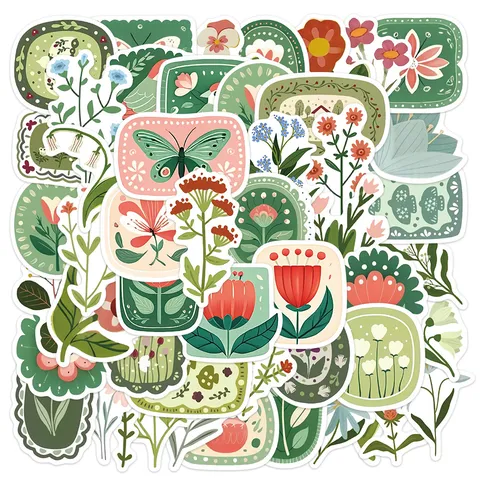 Vintage Floral Stickers Waterproof Botanical Plants Flower Stickers For DIY Journal Scrapbook Craft Stationery Decals